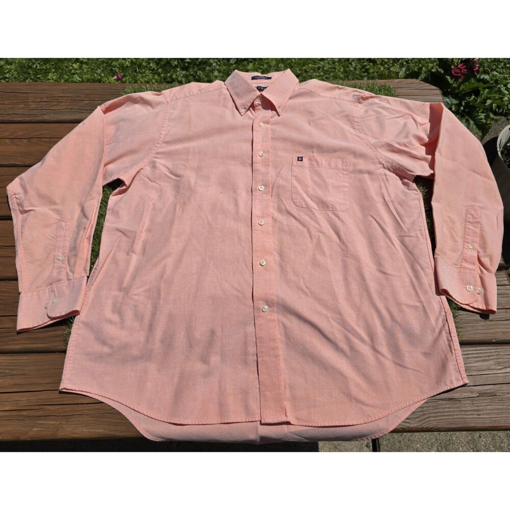 Chaps Oxford Wrinkle Free 17 / 17.5 - 36/37 XL Pink Men's Button Down Shirt Spot